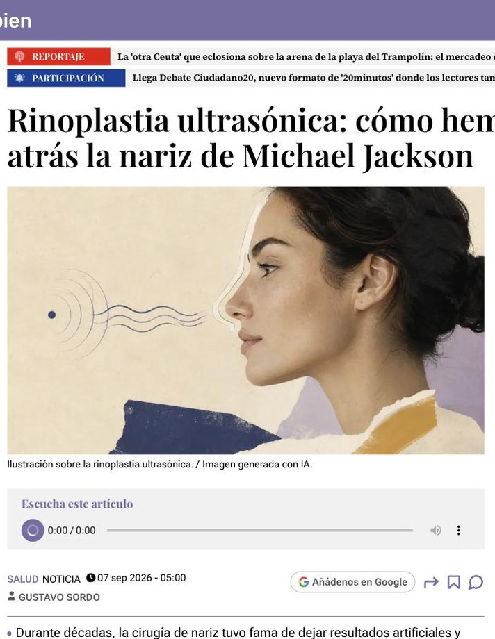 Coluna do Dr. Gustavo Sordo no 20minutos: "Rinoplastia ultrassônica: como deixamos para trás o nariz de Michael Jackson"
